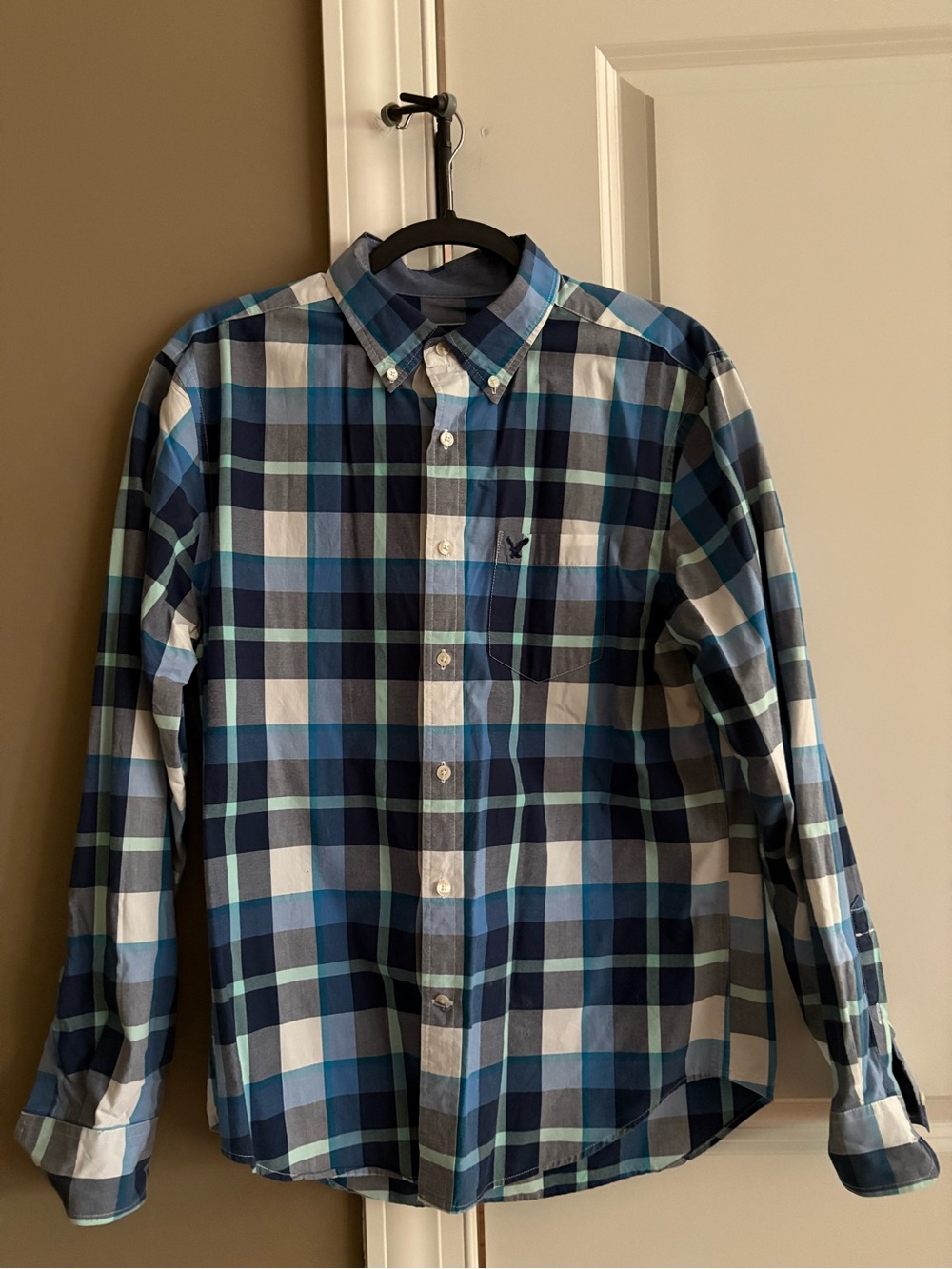 American Eagle blue plaid shirt
